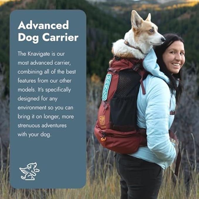 K9 Sport Sack Knavigate - Medium, Dune - Ideal for Dogs with 17-19” Back Length - Adjustable, Backpack-Style Carrier with Internal Frame & Padded Hip Belt