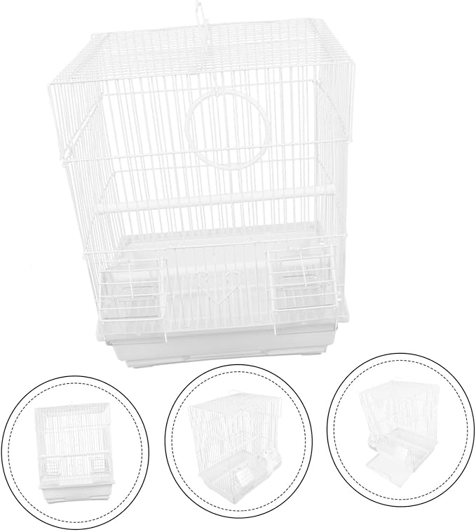 Portable Metal Bird Carrier Cage for Pearl Jade Finches Painted Eyebrow Birds Lightweight Air Circulation Design Travel Storage for Pets White Iron Art Cage for Home Use