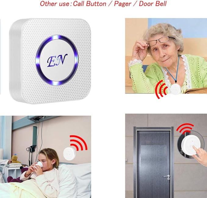 EverNary Dog Door Bell Wireless Doggie Doorbells for Potty Training with Waterproof Touch Button Dog Bells 1 Receiver and 4 Transmitters, White