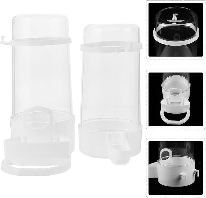 Mobestech 2pcs Automatic Bird Waterer and Food Feeder Kit for Cage Bird Feeding Watering Supplies with Food Dispenser Cockatiel Cage Accessories for Parrot