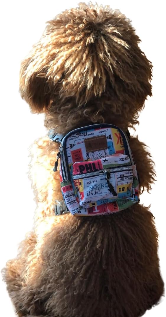 Pawlook Dog Backpack Harness – Street Smart | Waterproof, Adjustable, Breathable – Leash Attachment D-Rings, Poop Bag Pocket – Small & Medium Dogs – 8 Styles Traveller Small