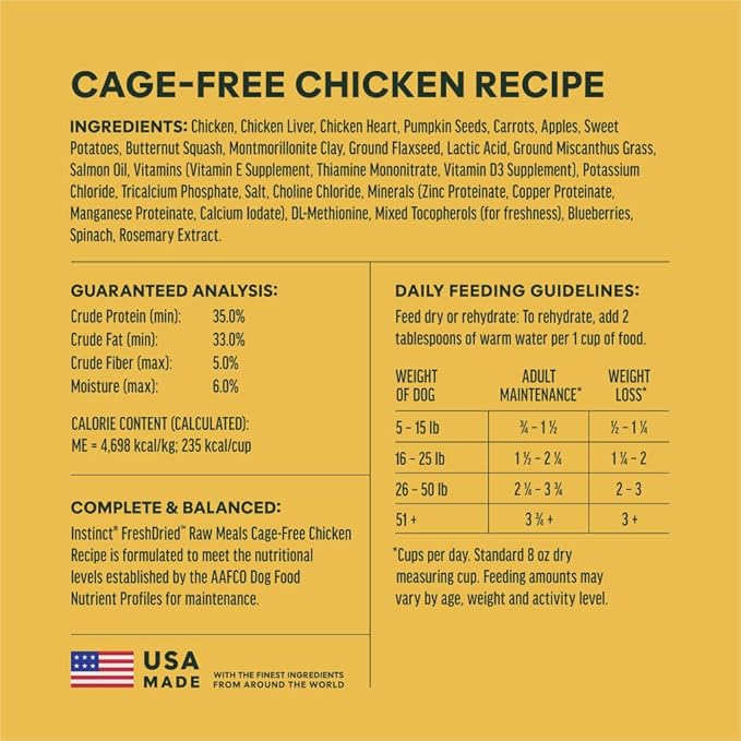 Instinct Freeze-Dried Meals, FreshDried Bites, Natural Dog Food, Grain-Free - Cage-Free Chicken, 25 oz. Bag