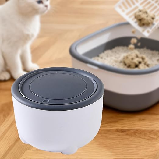 Cat Litter Trash Can with Press Type Lid Multipurpose Mini Countertop Cat Litter Disposal Bin Pet Trash Can Pet Supplies, Gray