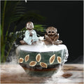 Fish Tabk Aquarium Ceramic Fish Tank Home Living Room Circulation Flow Water Fish Tank Feng Shui Lucky Ornament Balcony Goldfish Bowl Fish Tank Cool Fish Tank(D)