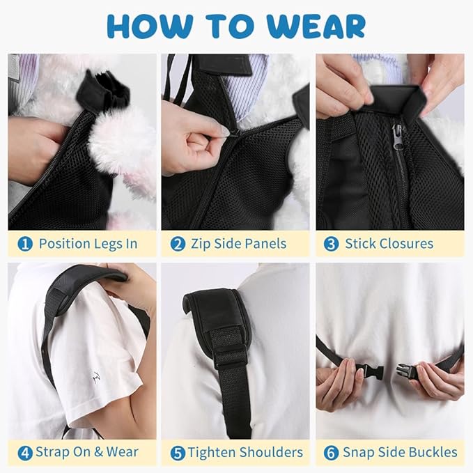 Mosago Dog Backpack Carrier with Thick Padded Bottom Support, Adjustable Pet Front Carrier, Legs-Out Chest Carrier for Small to Medium Dogs 10–16 lbs, Easy Fit for Walking, Hiking, Camping, Traveling