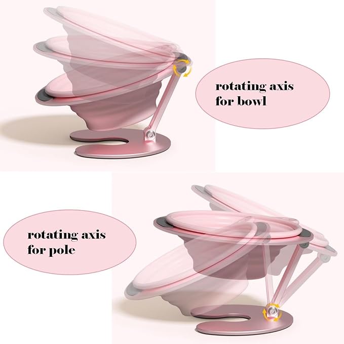 Collapsible Elevated Cat Dog Food Bowl, Portable Raised Pet Food Water Dish with Collapsible Stand, Adjustable Tilted Food Feeder for Pets, Whisker Friendly Cat Feeding Watering Dish for Travelling
