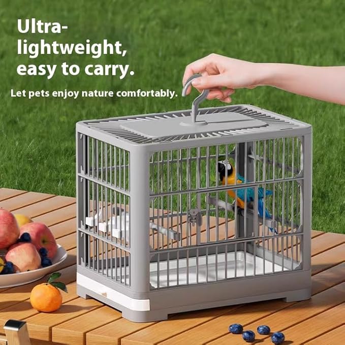 2026 New Bird Carrier Cage, Travel Bird Cage, Portable Bird Carrier, Small Birds Lightweight Parrots Cage, Detachable Tray Hook Handle Easy Transport Bird House for Travel Outdoor (Orange)