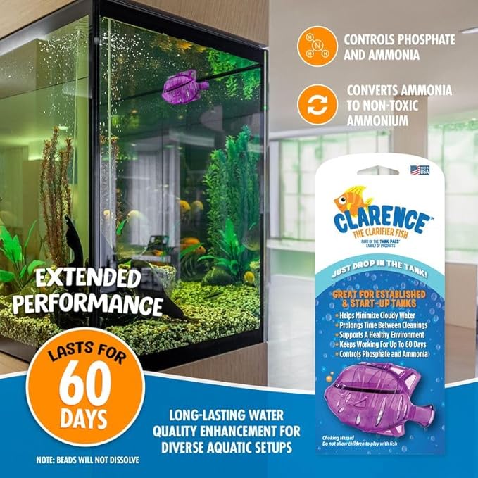 Aquarium Water Clarifier | Clear Cloudy Fish Tank Water Treatment, Safe for Freshwater & Saltwater Fish and Plants - Purple, 3 Pack