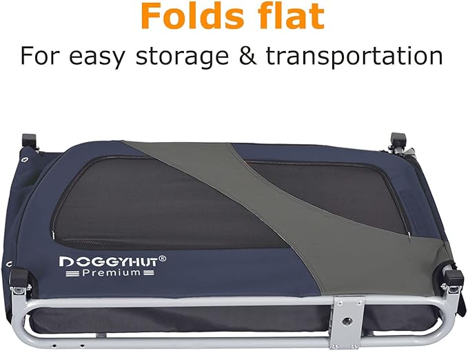 DOGGYHUT® Premium XL Pet Bike Trailer for Large Dog or Multiple Small Dogs, Up to 100 lbs,Dog Bicycle Carrier,Low Center of Gravity,Easy Folding Frame Cart