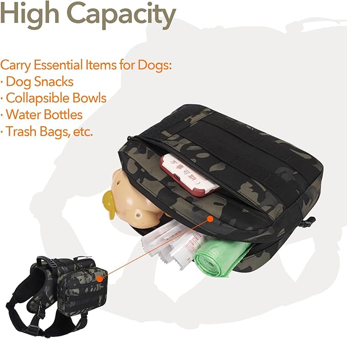 x Jumahe Dog Hiking Backpack for Large/Giant Dogs – 2 Spacious Side Bags, Breathable Waterproof Fabric, Fits Chest 30"-40" (85-120 lbs), 5 Adjustable Buckles, Outdoor Travel Vest, Red
