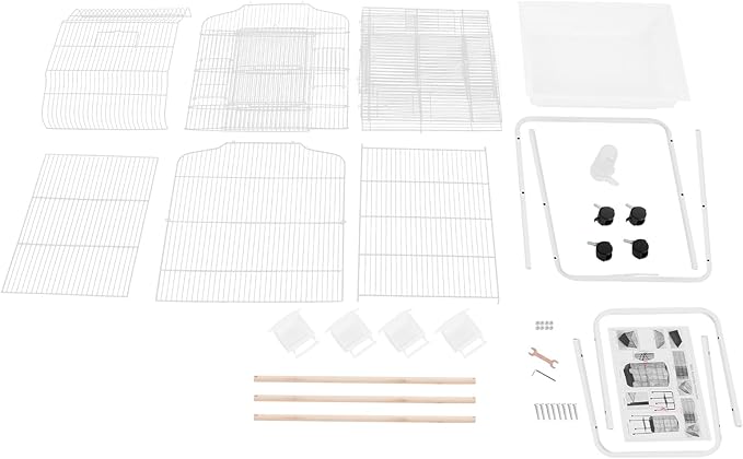 54 inch Metal Bird Cage,Large Parakeet Cages for Parrot,Cockatiel, Lovebird,Birdcage with Wheels,Roof Top,Storage Shelf (White)