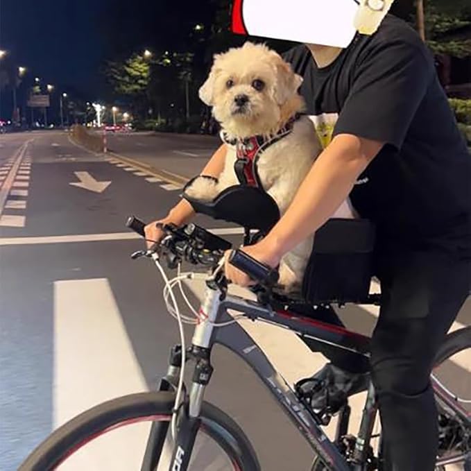 Pet Bike Basket for Small Dogs – Lightweight Steel Bicycle Dog Seat with 3-Sec Quick Release, Anti-Slip Clamp, Front Paw Perch & Padded Liner