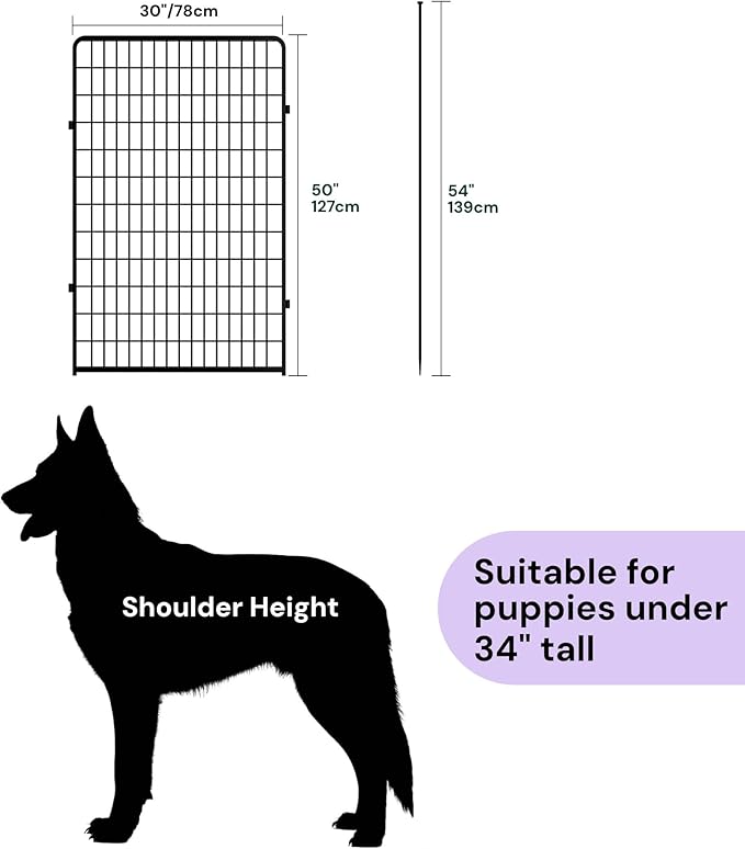 SunsGrove Dog Playpen with Wider Door, Heavy Duty Dog Pen, Anti Rust Dog Fence, Easy Insert into Soil, Pet Playpen for Yard RV Camping (50 inch, 4 Panels)