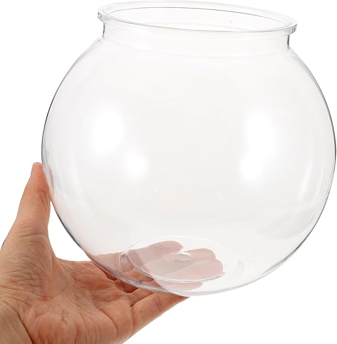 Mini Plastic Fish Bowl: Small Round Fish Tank Betta Goldfish Bowl - Transparent Aquarium Hydroponic Planter Floral Container for Centerpiece Vase, Party Decorations, Diameter 7.1Inch