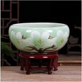 Aquarium Ceramic Goldfish Bowl Fish Tank Living Room Home Desktop Fish Culture Cylinder Feng Shui Lucky Fish Bowl Fish Tank Decorations (Color : A, Size : 32CM)