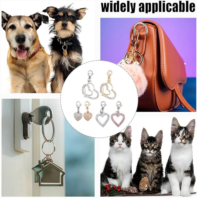 Pets Collar Pendants for Cat Jewelry Pendant Charm with Stainless Steel Clasps for Pet Dog Cat Necklace Collar Accessories Bag Shoelace Decor
