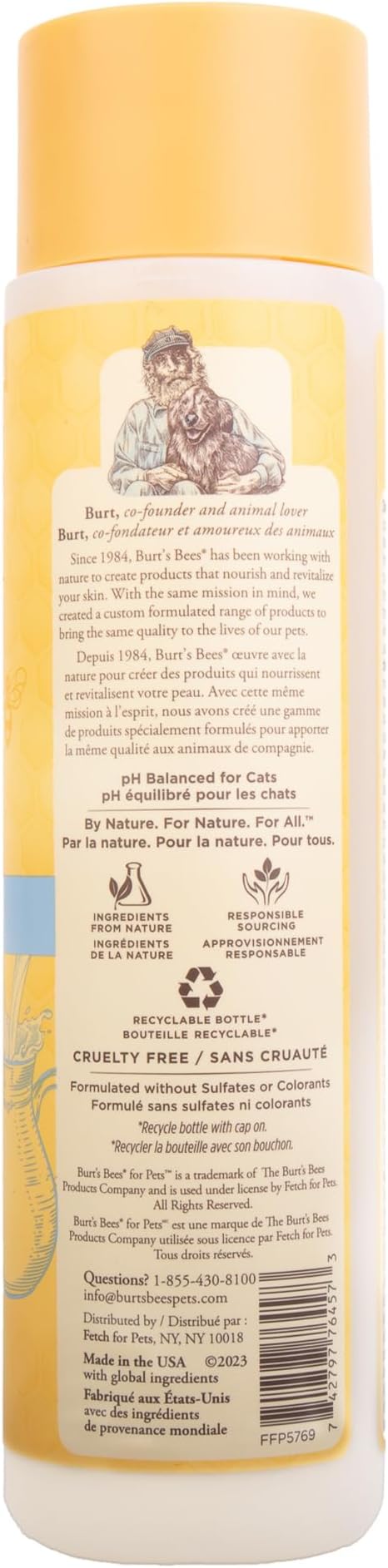 Burt's Bees for Pets Tearless Kitten Shampoo with Buttermilk and Honey, Gentle Cat Shampoo for Itchy Skin and Sensitive Coats, Easy Rinse Low Lather Formula, 99.3% Natural Origin, 10 Fl Oz - 2 Pack