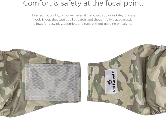 Pet Parents® Washable Belly Bands for Male Dogs (3pack) + Extendrs® of Durable Dog Diapers Male, Premium Male Dog Diapers & Dog Wraps (Medium, Camo)