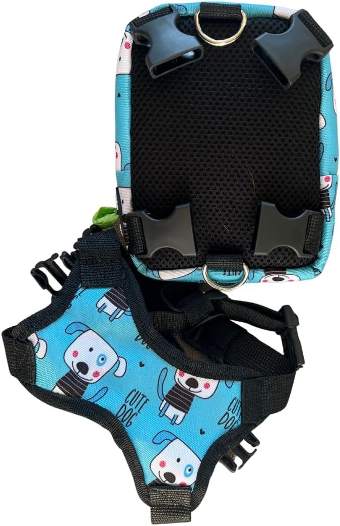 PawLook Dog Backpack to Wear with Chest Harness Self Carrier dogbag with Additional Pocket for Poop Bag Anti Slip Stylish Dog Bag for Your pet Street Smart Serie Pawsup Cute Small