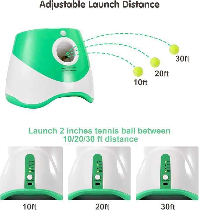 Dog Ball Thrower – Automatic Interactive Pet Tennis Ball Launcher with 6 Balls, USB Charging & Multiple Distance Settings – Indoor & Outdoor Training & Play Toy for Small & Medium Dogs