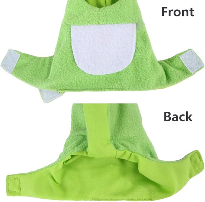 Sun Conure Bird Diaper Flight Suit Frog Shape Hoodie Cosplay Photo Prop for Parrots African Greys Parakeet Cockatiel, Bird Hoodie Small Animals Apparel (S)