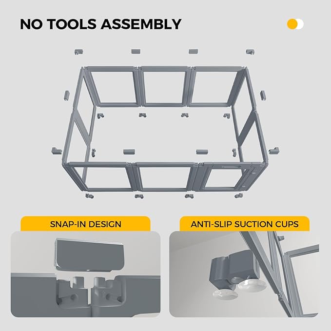 Clear Dog Play Pen - Easy Assemble Durable Plastic Acrylic Dog Playpen - Dog Playpen Indoor, Puppy Playpen, Cat Playpen, Small Animal Playpen, Dog Play Pen Indoors (Grey, 23.6" H, 8PCS)