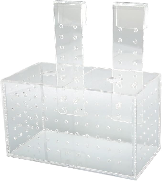 Aquarium Fish Breeding Box | Transparent Acrylic Hatchery with Adjustable Hooks | Isolation Tank for Guppies/Fry/Betta Fish | 360° Water Flow Holes (17 * 9 * 10CM)