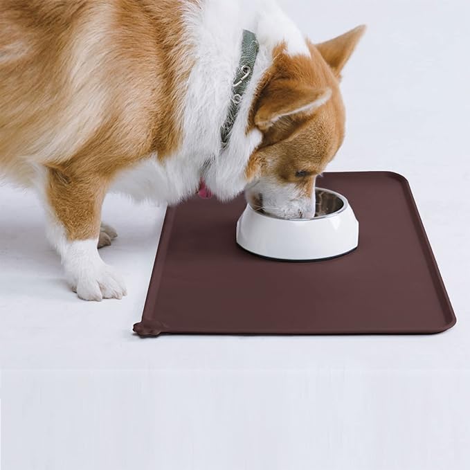 AUDWUD Silicone Waterproof Pet Feeding Mats,Anti Slip Bowl Pad, Dog Mat for Food and Water
