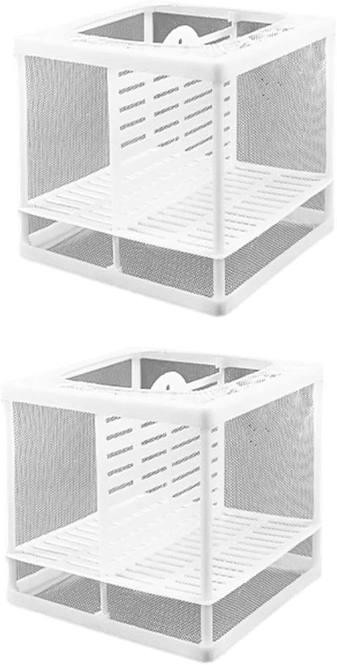 2PCS Protective Aquariums Breeding Cage Netting Nursery Tanks with Suction Cup for Fry Rearing and Secure Observation Fish Breeding Box with Suction Cup