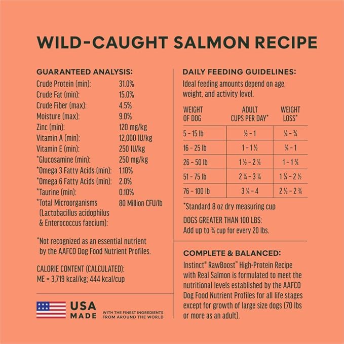 Instinct RawBoost, Natural Dry Dog Food with Freeze-Dried Pieces, High Protein, Grain-Free Recipe - Real Salmon, 19 lb. Bag