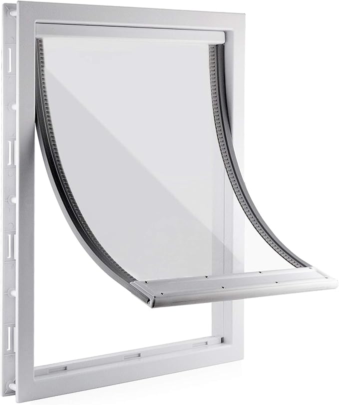 CEESC Large Dog Door for Pets Up to 220 lb, Weatherproof Pet Door with Magnetic Flap, Sturdy Weatherproof Panel and Snap-in Closing Panel Included, Suitable for Interior and Exterior Doors(XXL,White)