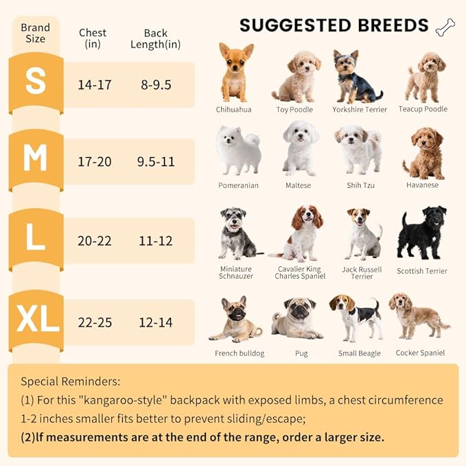 Inspack Dog Backpack Carrier/Cat Carrier, Adjustable Pet Front Carriers Travel Bag for Puppy Medium Dogs, Legs Out, Soft Ventilated Doggie Chest Carry Backpacks for Hiking/Camping, 4-7 lbs, Red