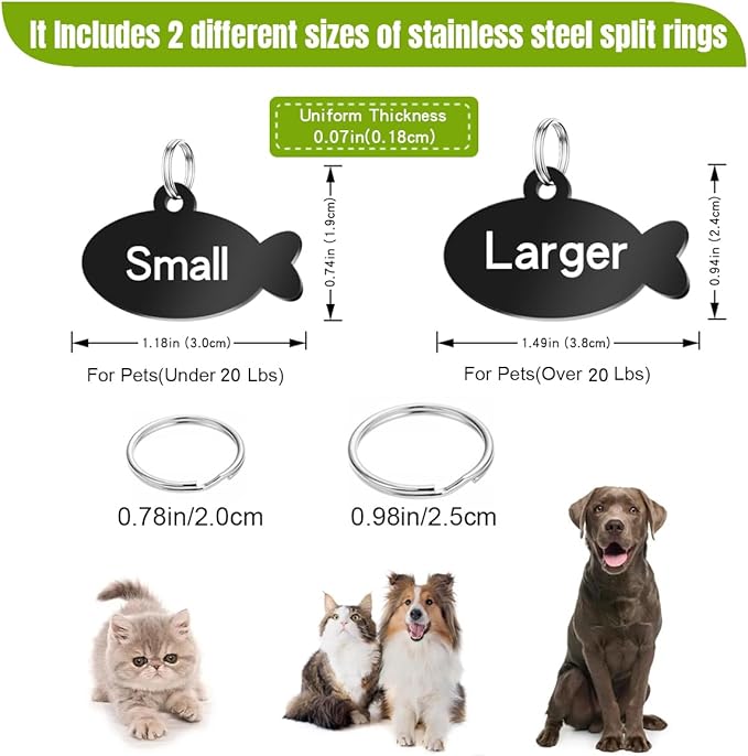 Stainless Steel Cat ID Tag Personalized Pet Tags with up to 4 Lines of Custom Text, Small Pet Mini Dog Cat Tag Lightweight, Engraved on Both Sides, Multiple Patterns Colors Size Options (Daisy)