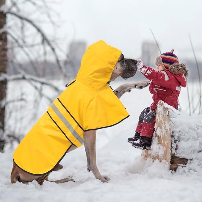 Reflective Dog Raincoat - Adjustable Waterproof Raincoat for Dogs, Lightweight Dog Hooded Slicker Rain Coat Poncho for Small to X- Large Dogs(Yellow, Medium)