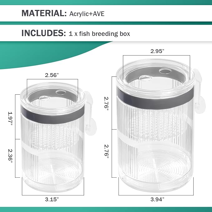 La La Pet Floating Fish Breeding Isolation Box with Suction Cups 270°Flowing Water Propagation Separate Parent and Baby Fishes Transparent Hatching Boxes Incubator for Tanks Small