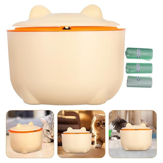 Milisten 1set Cartoon Desktop Trash Can for Pet Litter Portable Waste Bin with Lid Reusable Design for Home Office Bathroom Use Includes Garbage Bags
