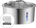 Cat Water Fountain Stainless Steel, 3.2L/108OZ Pet Water Fountain for Drinking,Automatic Metal Dog Water Fountain with 4 Filters & 4 Sponges,Quiet Pump,Dual-Stream for Cats, Dogs,Multiple Pets Indoor
