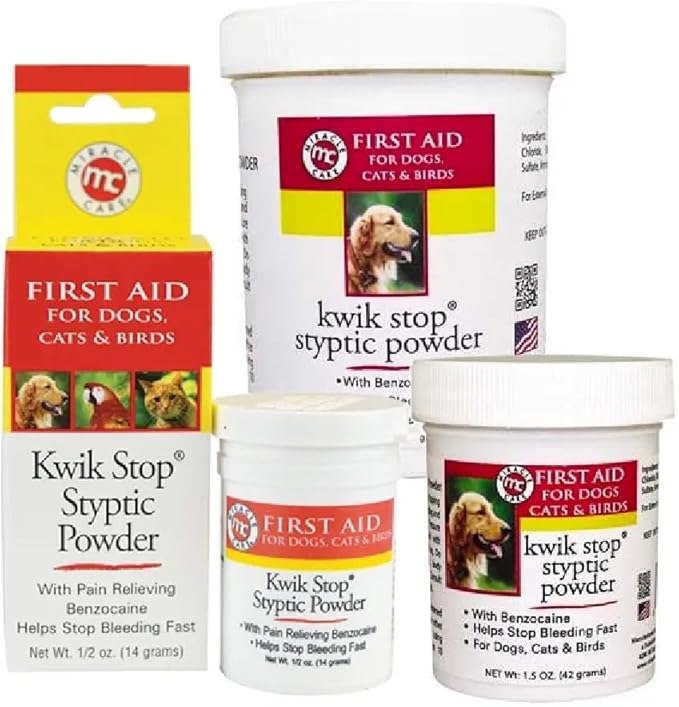 Styptic Kwik Stop Dog Cat Bird Ferret Helps Stop Bleeding Fast Powder Gel Pads or Swabs (1.5 oz Powder)