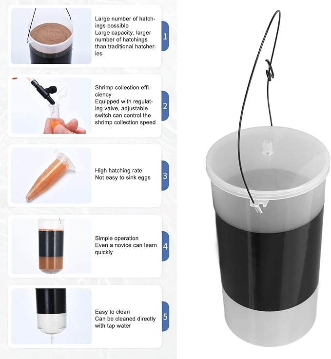 Pssopp Shrimp Hatchery Kit, Automatic DIY Aquarium Fish Hatch Tool with Regulating Valve for Hatching Shrimp