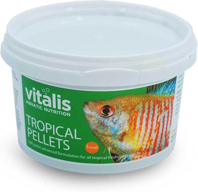 Vitalis Tropical Freshwater Pellets 1mm (140g - 4.94oz) – Premium Fish Food for Tropical FreshwaterTanks, Helps Enhance Color and Health of Aquarium Fish
