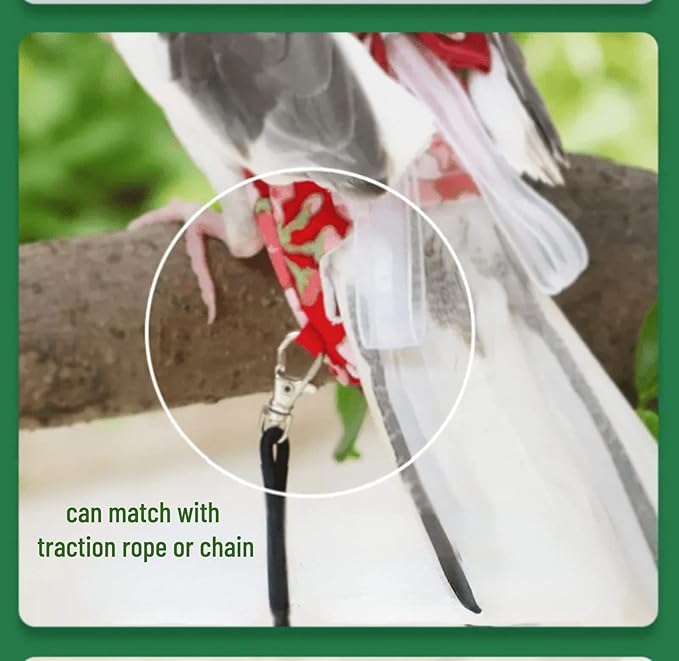 Bird Flight Suits Diapers, Parrot Flight Suits Diapers for Monk Parakeets, Cockatiels Flight Suits, Parrot Clothes, Bird Training Nappy Suit Liners Clothes (M, Red-B)