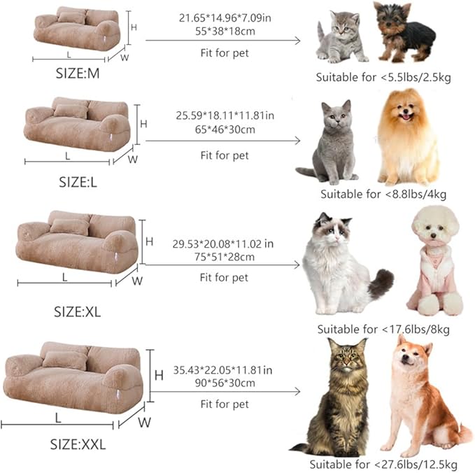 Cat Sofa Bed Pets Cute Couch,Medium Dog, Large Cat Sofa Pet Bed cat Supplies for Indoor (Khaki, Medium)