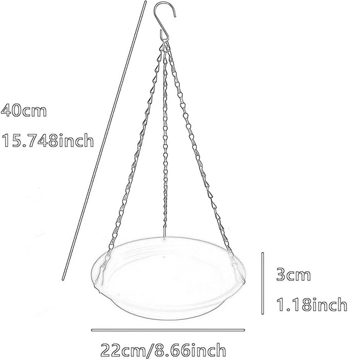 Hanging Bird Feeder and Waterer Tray Water Feeding Bowl Garden Decor with Chains Sturdy Birds Water Station for Backyard Yard, Beige