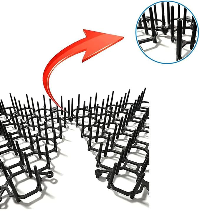 BUYTER 10 Pack 19.5 * 5.5 Inch Square Cat Scat Mats with Spikes, Cat Repellent Pads Fence Animal Barrier,Included 12 Pack Staples and 20 Pack Zip Ties (19.5''*5.5'')