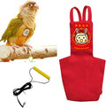 MANON ROSA Bird Diapers Leash Set Washable Reusable Handmade Flight Suit Waterproof Inner Layer - Protective Parrot Nappy Clothes Parakeets Macaws Budgies Canaries (Red1,Blue Monk Parakeet)