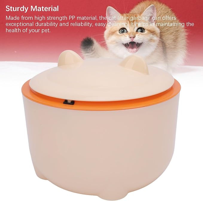 Odor Free Cat Litter Trash Can, Press Type Enclosed Design with, Includes Liner for Easy Cleanup, Compact Pet Waste Container