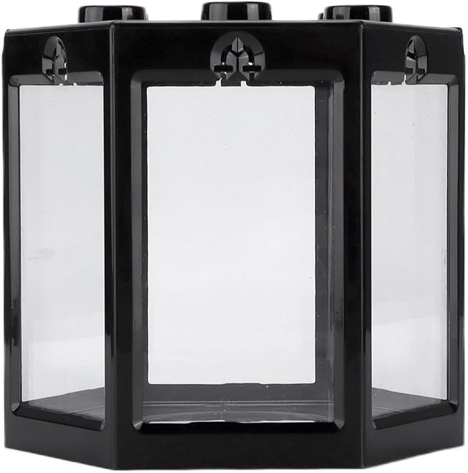 Small Betta Fish Tank Hex Shape Stackable Mini Aquarium Tank Portable Plastic Fish Bowl for Small Fish, Shrimp, Crab, Spide (Black)
