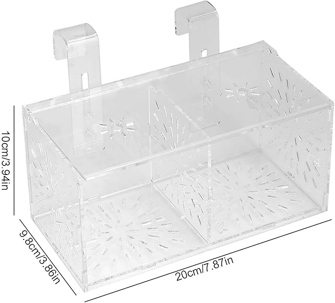 Acrylic Transparent Fish Tank Breeding Isolation Box, Aquarium Hatchery Incubator Holder with Hook and Sucker Design, Adjustable Height for Fish Breeding, Isolation of Big and Baby (20CM*10CM*10CM)