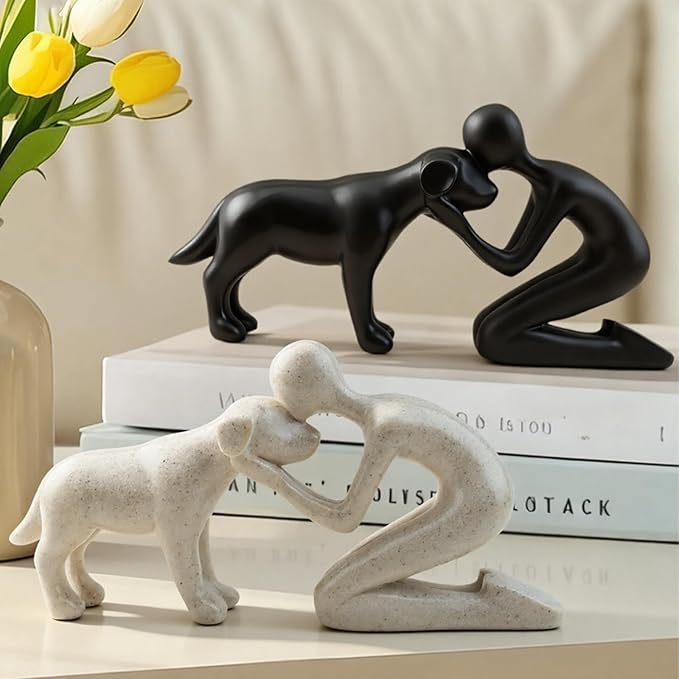 Dog Memorial Statues – Dog Memorial Gifts for Loss of Dog, Pet Memorial Ornament, Pet Sympathy Remembrance Gift (Black)
