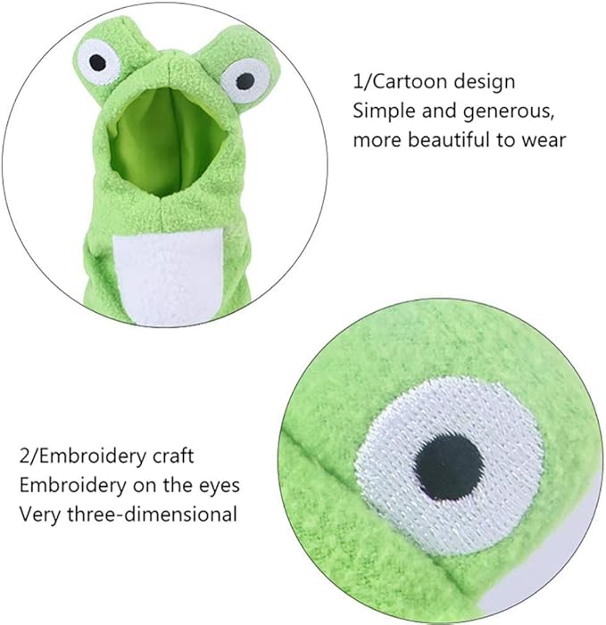 Sun Conure Bird Diaper Flight Suit Frog Shape Hoodie Cosplay Photo Prop for Parrots African Greys Parakeet Cockatiel, Bird Hoodie Small Animals Apparel (L)